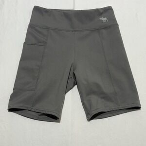 Abercrombie Kids Active 13/14 Gray Bike Shorts High Rise Pocket 4-Way Stretch